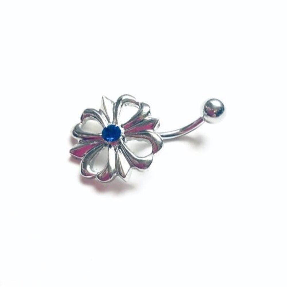 🎁 3/$20 Belly Button Ring 14 Gauge Stud Blue Curved Barbell Navel Piercing